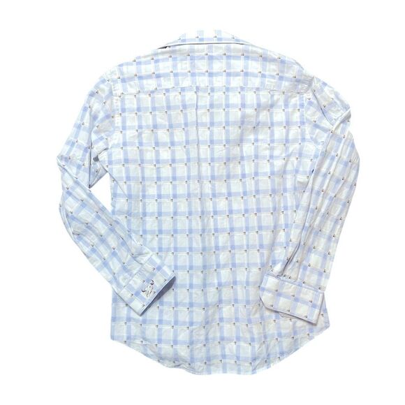 BUGATCHI Karl Plaid Shirt White Blue Size Medium - Picture 3 of 11